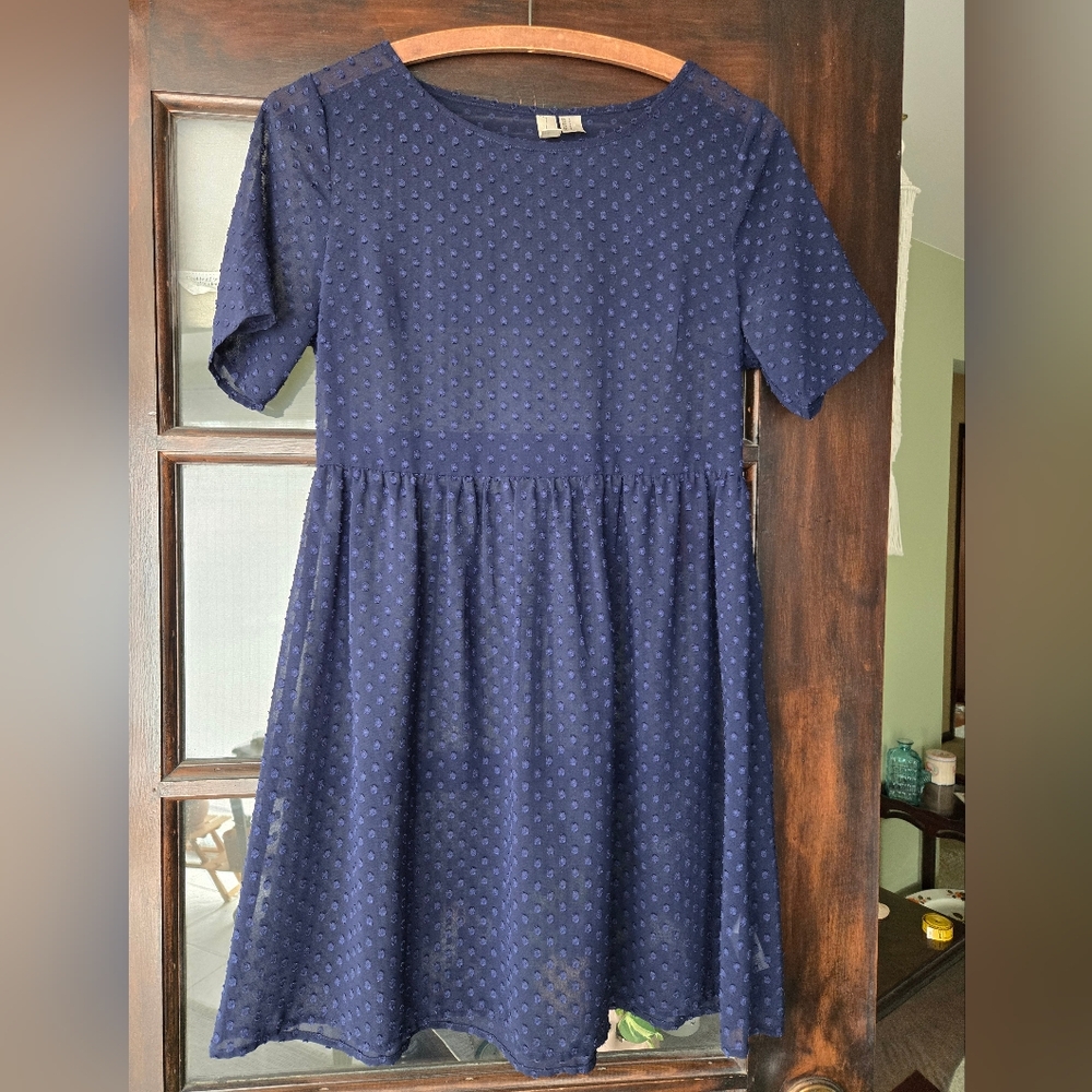 Blue See Through Baby Doll Dress